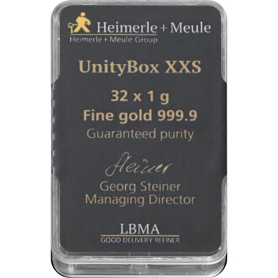 Heimerle + Meule Unity Box - 32 x 1g - lingote de oro de inversión