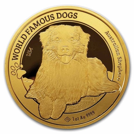 Razas de perros en el mundo: Pastor Australiano (2024) 1 Oz - Moneda de Oro