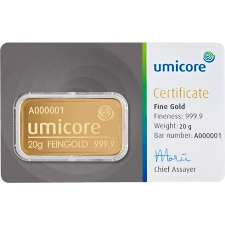 Umicore - 20g - lingote de oro de inversión