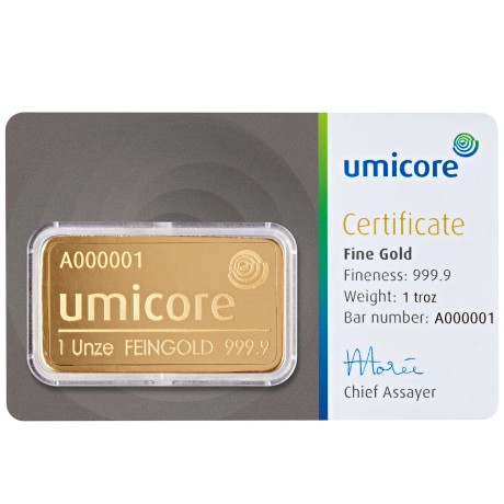 Umicore - 1 Oz - lingote de oro de inversión