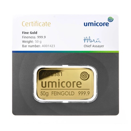 Umicore - 50g - lingote de oro de inversión