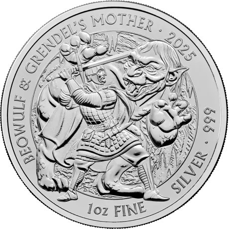 Mitos y Leyendas - Beowulf & Grendel´s Mother- 1 Oz - moneda de plata de inversión