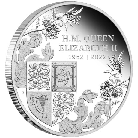 Moneda de ley de plata de 1 oz Jubileo de Platino de la Reina 2022