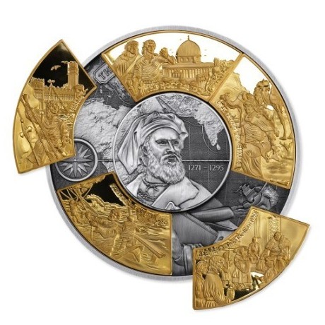 Marco Polo - 5 Oz - moneda de colección puzzle de plata dorada