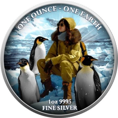 Tierra - 1 Oz - Antártida - Moneda de Plata de Colección