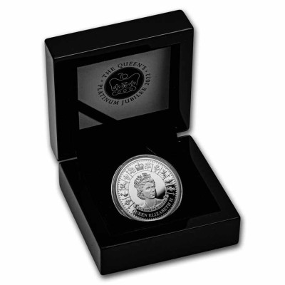 Reina Isabel II - Jubileo de Platino - 1 Oz - Moneda de Plata de Colección