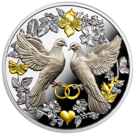 Paloma de boda - 17,5g - moneda de colección de plata