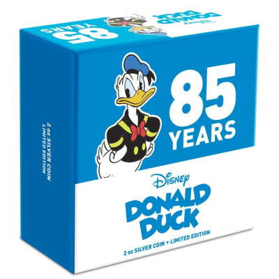 Pato Donald 85 Aniversario - 2 Oz - Moneda de plata de colección proof