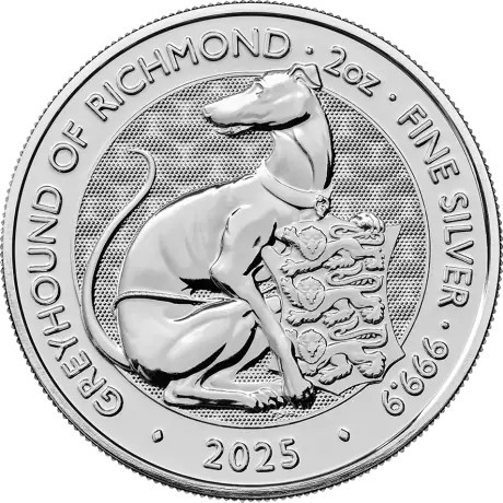 Bestias Tudor Galgo de Richmond - 2 Oz - Moneda de Plata de Inversión
