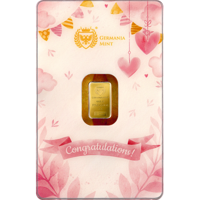 Germania Mint - Nacimiento de un Niño (Niña) - 1g - lingote dorado de regalo