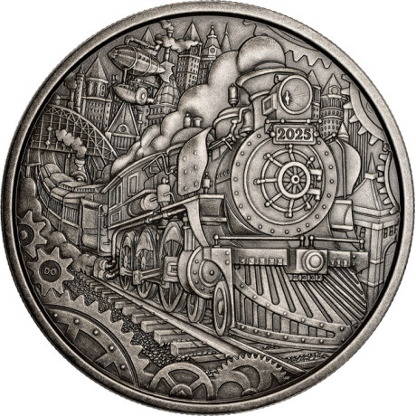 Locomotora de vapor - 3 Oz - Moneda de Plata de Colección