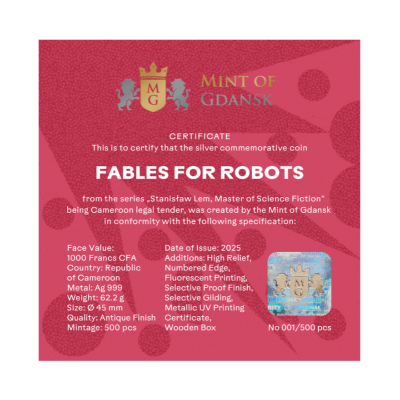 Stanislaw Lem - Fábulas para Robots - 2 Oz - Moneda de Plata de Colección