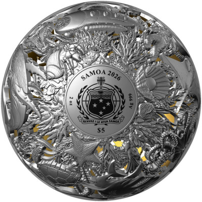 Mar y Superficie - 2 Oz - Moneda de Plata de Colección
