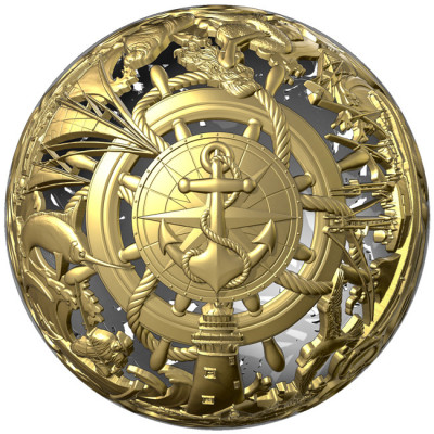 Mar y Superficie - 2 Oz - Moneda de Plata de Colección