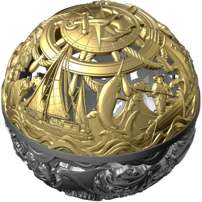 Mar y Superficie - 2 Oz - Moneda de Plata de Colección
