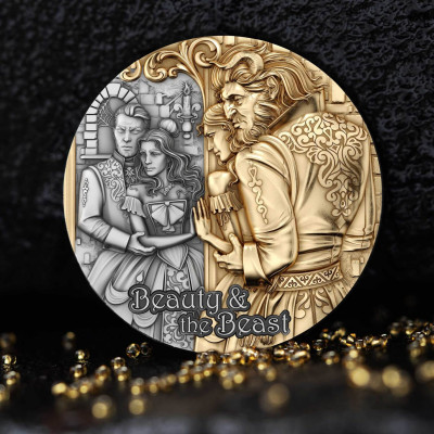 La Bella y la Bestia - 2 Oz - Moneda de Plata de Colección