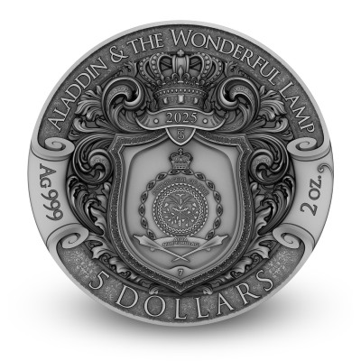 Aladino y la Lámpara Mágica - 2 Oz - Moneda de Plata de Colección