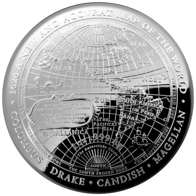 1626 Nuevo mapa del mundo - 1 oz - moneda de colección de plata de calidad «proof»